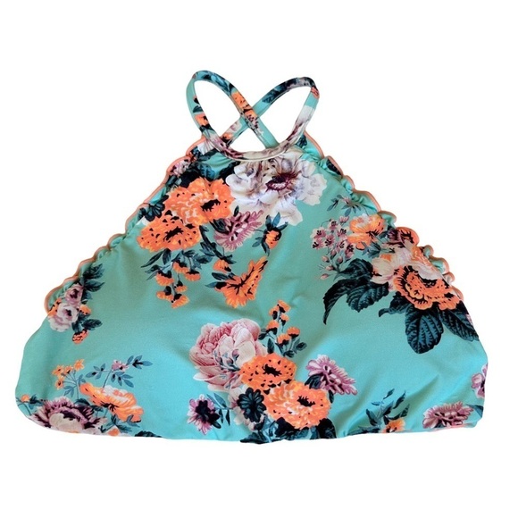 SeaFolly Vintage Wildflower Iceberg High Neck Reversible Bikini Top Sz 4… - Picture 1 of 16